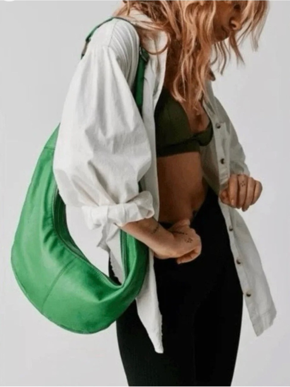 Lime Green Crescent Shoulder Bag - Women - As is !!... See pics!!